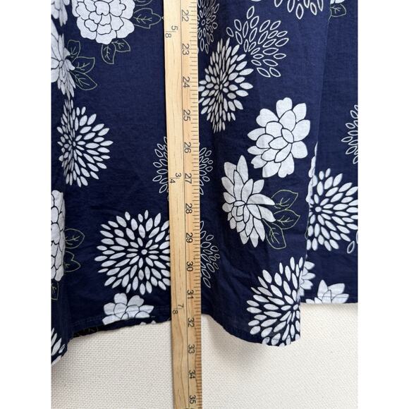 Susan Graver Women’s Plus Sz 2X Cotton Shirt Button Down Floral Print Navy White - Picture 13 of 16